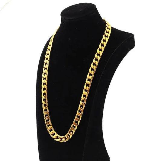 Gold Color Chunky Thick Link Plastic Chain Necklace Classic High Quality Smooth Lock for Women Men Grunge Steampunk Jewelry Gift